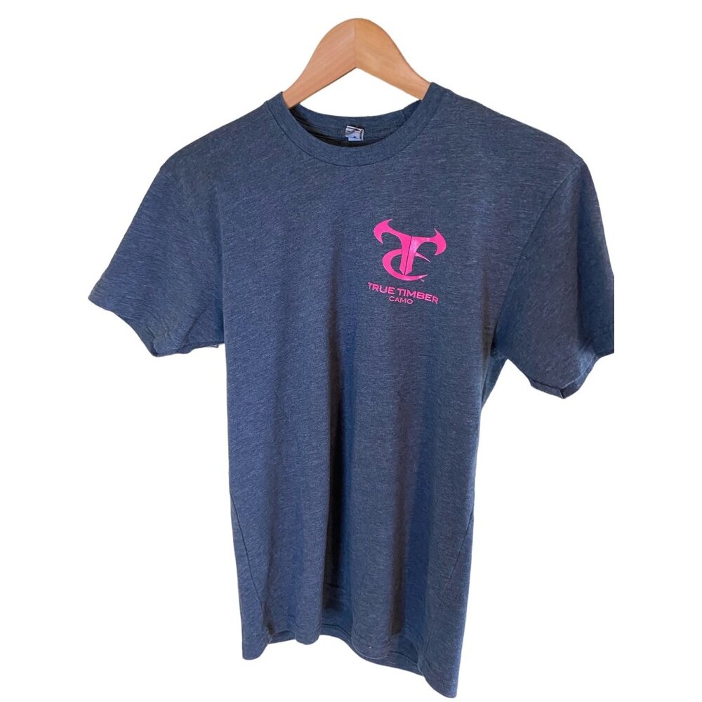 True Timber Mens T-Shirt Large Camo Gray Pink Logo Gorpcore Streetwear